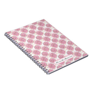 Cahier peint de roses roses et de paillettes dorée