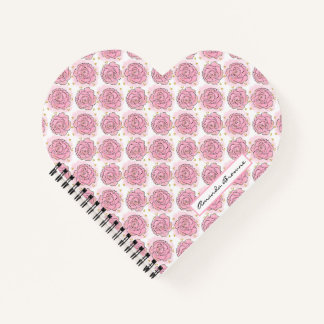Cahier peint de roses roses et de paillettes dorée