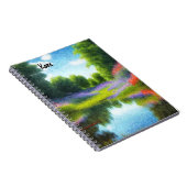 Cahier peint image A1 d'un étang et de fleurs (Côté Droit)
