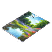 Cahier peint image A1 d'un étang et de fleurs (Côté gauche)