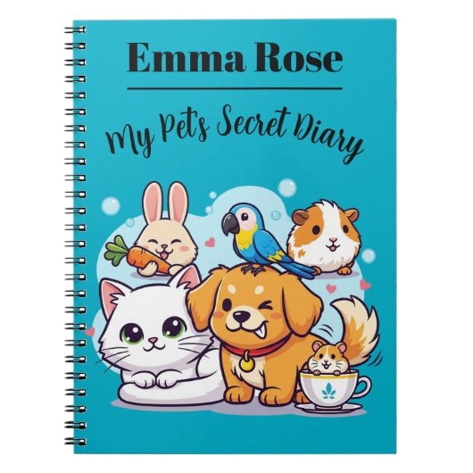 Cahier Personnalisable Mignons Animaux de Compagni (Devant)