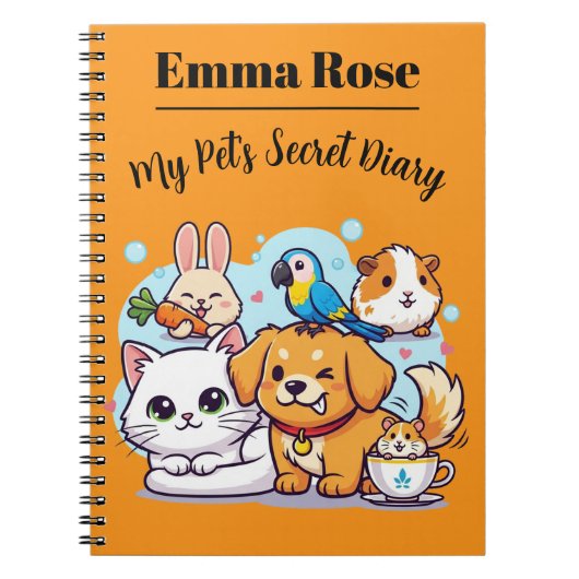 Cahier Personnalisable Mignons Animaux de Compagni (Devant)