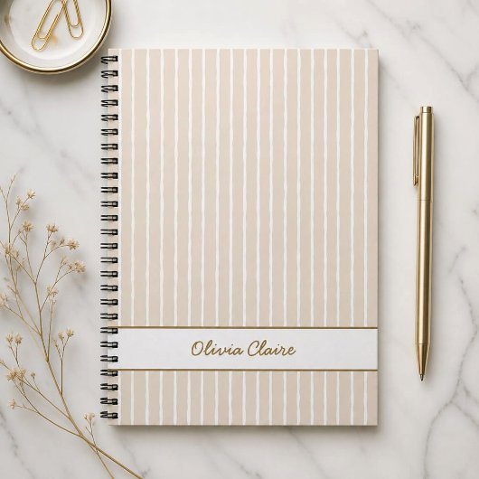 Cahier personnalisable rayé beige clair