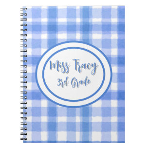 Cahier personnalisé à carreaux bleu pastel