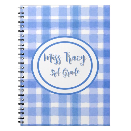 Cahier personnalisé à carreaux bleu pastel (Devant)