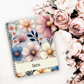 Cahier personnalisé à feuilles de fleurs 21,59 x 2