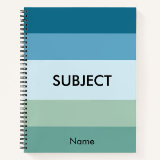 Cahier personnalisé à lignes sur fond bleu océan