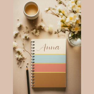 Cahier personnalisé à nom - Journal rayé d'été