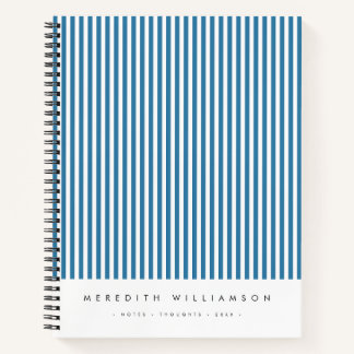 Cahier personnalisé à rayures verticales bleues