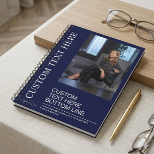 Cahier personnalisé à spirale bleu marine avec tex