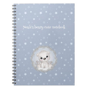 Cahier personnalisé à thème hivernal avec ours pol