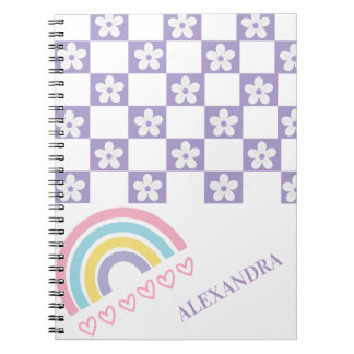 Cahier personnalisé arc-en-ciel pastel lavande