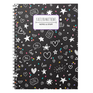 Cahier personnalisé avec doodle mignon et nom