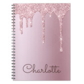 Cahier Personnalisé avec Drips de Paillettes en Or (Devant)