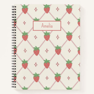 Cahier personnalisé avec grille de fraises mignonn