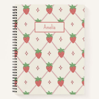 Cahier personnalisé avec grille de fraises mignonn