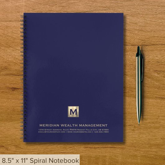 Cahier personnalisé avec monogramme de l'entrepris