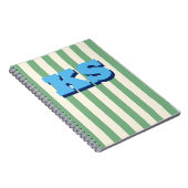 Cahier personnalisé avec monogramme et rayure vert (Côté Droit)