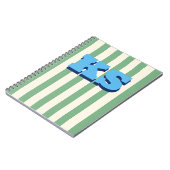 Cahier personnalisé avec monogramme et rayure vert (Côté gauche)