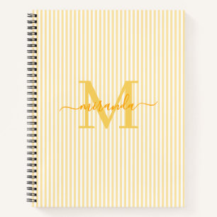 Cahier personnalisé avec monogramme et rayures jau