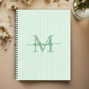 Cahier personnalisé avec monogramme et rayures ver
