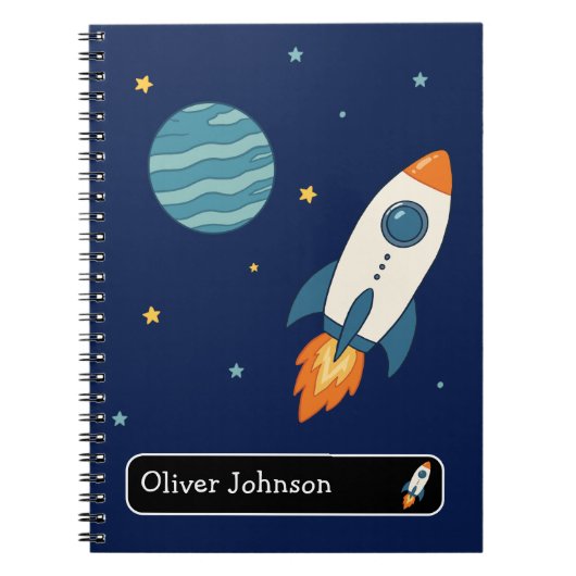 Cahier personnalisé avec nom de fusée spatiale pou (Devant)