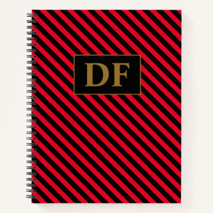Cahier personnalisé avec rayures rouge et noir