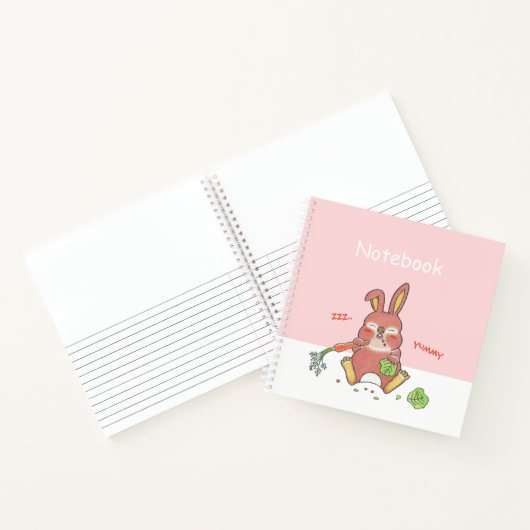 Cahier personnalisé carré rose de lapin mignon et (Intérieur)