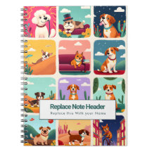 Cahier Personnalisé Chiens Colorés Mignons