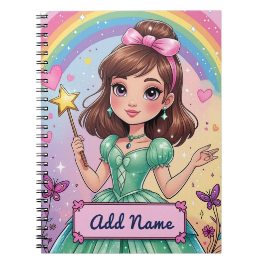 Cahier personnalisé de princesse arc-en-ciel (Devant)