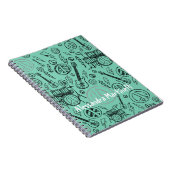 Cahier personnalisé Doodles Musique Aqua sarcelle  (Côté Droit)