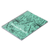 Cahier personnalisé Doodles Musique Aqua sarcelle  (Côté gauche)