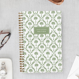 Cahier personnalisé en damas de palme Vert sauge