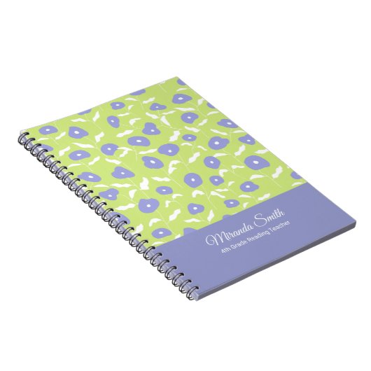 Cahier personnalisé floral bleu et vert moderne (Côté Droit)
