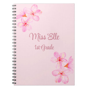 Cahier personnalisé floral rose féminin