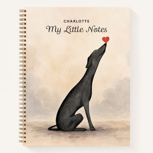 Cahier personnalisé Lévrier avec nom (Devant)