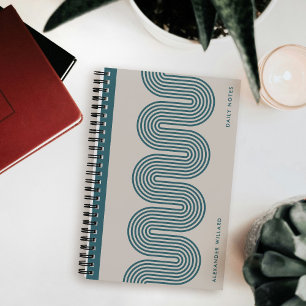 Cahier personnalisé moderne aux lignes ondulées sa