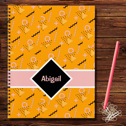 Cahier Personnalisé Motif Bright Memphis Orange