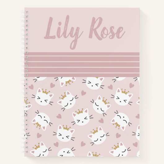 Cahier personnalisé motif chat mignon rose pour en (Devant)