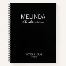 Cahier personnalisé noir et blanc Élégant Cadeau