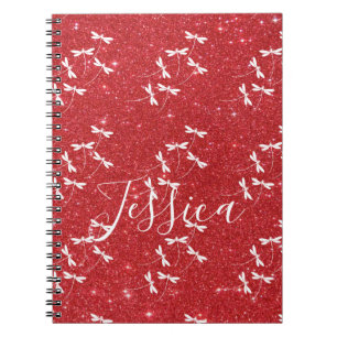 Cahier personnalisé paillettes et libellules