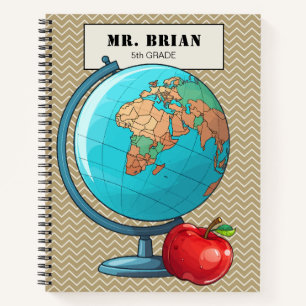 Cahier personnalisé pour professeur avec globe ter