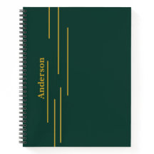 Cahier personnalisé vert émeraude or