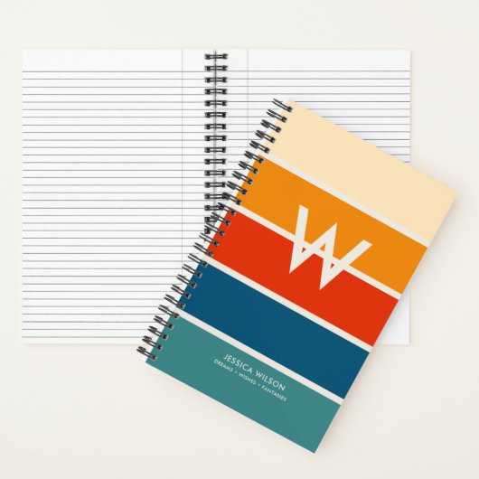 Cahier Personnel à Monogramme à Rayures Rétro Larg (À l'intérieur)