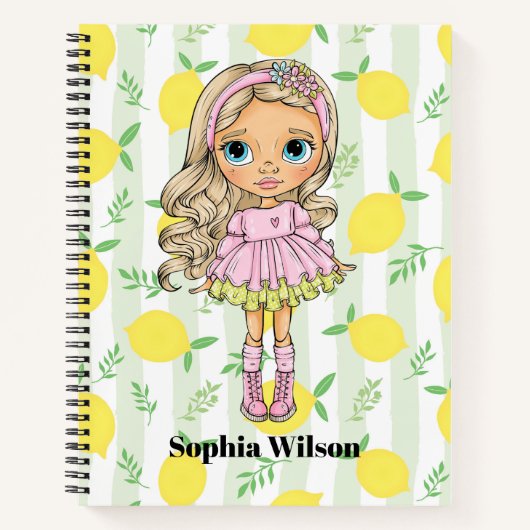 Cahier Petite Fille Blonde aux Citrons (Devant)
