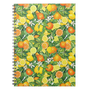 Cahier photo à spirale de fruits d'agrumes à l'aqu