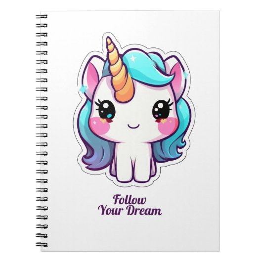 Cahier photo à spirale licorne mignonne – Suivez v (Devant)
