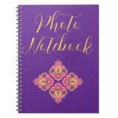 Cahier photo à spirale violet avec fleurs (Devant)