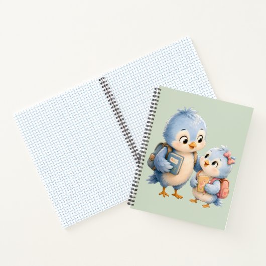 Cahier photo de jolis petits oiseaux bleus frères (Intérieur)