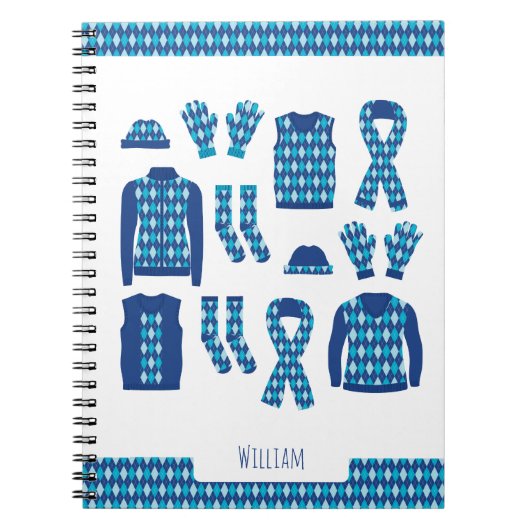 Cahier photo d'objets à motif Argyle bleu (Devant)